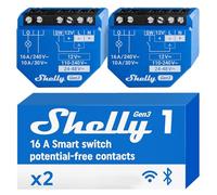 Shelly 1 Gen3 - Interriptor Relé Inteligente con contactos secos, Wi-Fi y Bluetooth, Control remoto de luz por App, Compatible con Alexa y Google Home, No requiere Hub, Chip Shelly de 8MB - 2 Piezas