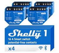 Shelly 1 Gen3 - Interriptor Relé Inteligente con Contactos Secos, Wi-Fi y Bluetooth, Control Remoto de Luz Por App, Compatible con Alexa y Google Home, No requiere Hub, Chip Shelly de 8MB - 4 Piezas