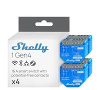 Shelly 1 Gen4 - Módulo interruptor inalámbrico Matter, Zigbee y Wi-Fi, 1 canal 16A, Contactos secos, Relé abrepuertas de garaje, Control por aplicación y voz Alexa, Google, y Apple HomeKit - 4 Piezas