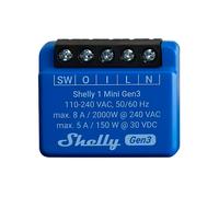 Shelly 1 Mini Gen3 - Módulo para Interruptor 1 botão ou Portão de Garagem 8A WiFi/BT