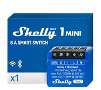 Shelly 1 Mini Gen3 - Relé Interruptor Wi-Fi, 1 Canal 8A con Contactos Secos, Controlador de puerta de garaje, Control Remoto por voz y App, Compatible con Alexa, Google Home y SmartThings