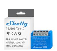 Shelly 1 Mini Gen4 - Módulo interruptor inalámbrico Matter, Zigbee, Wi-Fi, 1 canal 8A, Contactos secos, Relé abrepuertas de garaje, Temporizador, Control por app y por voz Alexa, Google, Apple HomeKit
