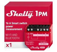 Shelly 1PM Gen3 - Interruptor Inteligente Wi-Fi y Bluetooth, 1 Canal - 16A, Con Medidor De Consumo, Luces Inalámbricas, Control Remoto Con Aplicación, Compatible Con Alexa, Google Home, SmartThings