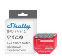 Shelly 1PM Gen4 - Módulo interruptor inalámbrico Matter, Zigbee y Wi-Fi, 1 canal 16A, Con medición de consumo de energía, Relé de luz, Control por aplicación y por voz Alexa, Google, Apple HomeKit