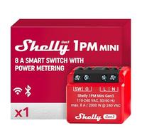 Shelly 1PM Mini Gen 3 - Relé Interruptor Inteligente WiFi y Bluetooth, 1 Canal 8A con Medición De Consumo, Automatizacion Del Hogar, Compatible con Alexa y Google Home, No Hub Requerido