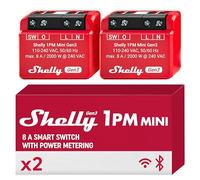 Shelly Relé interruptor inteligente 13:00 Mini Gen3 WiFi/Bluetooth 1 canal 8A con medidor 2 unidades