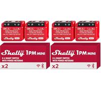 Shelly 1PM Mini Gen3, Relé Interruptor Inteligente WiFi y Bluetooth, 1 canal 8A con Medidor de consumo, Compatible con Alexa y Google Home, aplicación iOS Android (paquete de 4)