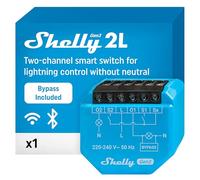Shelly 2L Gen3 - Relé interruptor de luz inalámbrico, 2 Canales (200-700 W), Sin neutro y sin Hub, incluye Bypass 1L/2L, Control remoto por aplicación y por voz con Alexa, Google Home y SmartThings