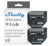 Shelly 2PM Gen4 - Módulo interruptor de persianas con Matter, Zigbee, Wi-Fi, 2 canales 8A, Medición de consumo eléctrico, Control inalàmbrico por app y voz Alexa, Google, Apple HomeKit - 2 Piezas