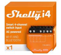 Shelly i4 Gen3 - Controlador Wi-Fi y Bluetooth de 4 Canales, Contacto Seco, Activación por App/Voz, Alexa Integración, Sin HUB, 8 MB, Hasta 16 Clics