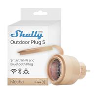 Shelly Outdoor Plug S - Enchufe inteligente exterior Wi-Fi con Matter, Tipo F, 12 A (2500 W), Resistente al agua (IP44), Medición de consumo eléctrico, Apple HomeKit, Alexa, Google y SmartThings