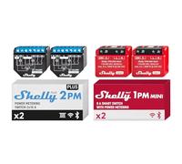 Shelly Plus 2PM | Smart Interruptor Relé Inalámbrico y Bluetooth 2 Canales con Medició & 1PM Mini Gen3 | Relé de conmutador inteligente WiFi y Bluetooth
