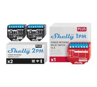 Shelly Plus 2PM | Smart Interruptor Relé Inalámbrico y Bluetooth 2 Canales con Medició & Plus 1PM | Smart Interruptor Relé Inalámbrico y Bluetooth Con Medición de Consumo
