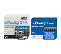 Shelly Plus 2PM | Smart Interruptor Relé Inalámbrico y Bluetooth 2 Canales Con Medición de Consumo & 1 Mini Gen 3 | WiFi & Bluetooth Smart Switch Relé 1 Canal 8A | Automatización del hogar