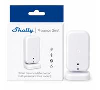 Shelly Presence Gen4 Blanco - Sensor de Movimiento y Presencia Zigbee, Wi-Fi y Matter, 42 m², 180°, Detección 6 Personas y 10 zonas, Montaje en pared o superficie, Control Inalámbrico Shelly App, Alex