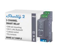 Shelly Pro 2 - Smart Relé Con 2 Canales Inalámbrico, LAN & Bluetooth, Automatización De Hogar y Edificio, Compatible Con Alexa & Google Home, iOS Android App Control Remoto Para Válvula Motorizada