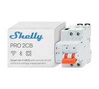 Shelly Pro 2CB C32 - Interruptor de circuito inteligente WLAN y Ethernet, 32A 2 pines Tipo C, Conmutación remota, Protección contra sobretensiones y bajo voltaje, Monitoreo de voltaje, Riel