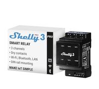 Shelly Relé interruptor inteligente Pro 3 – 3 canales, 48A, contactos secos, Wi‑Fi/LAN/Bluetooth