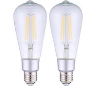 Shelly Vintage ST64 - Bombilla Inteligente Wi-Fi 7 W (230 V), Luz Incandescente Blanco Cálido 2700 K, E27, 750 lm, Clase de Control inalámbrico App (Paquete de 2)