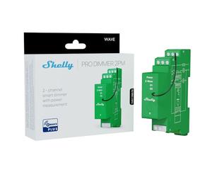 Shelly Wave Pro Dimmer 2PM - Regulador De Luz Z-Wave, 2 Canales, Inalámbrico Para LED, Halógenas, Atenuador Par El Carril DIN, Con Misuratore De Potenza, Control Remoto App