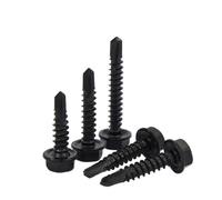 SHENGG Negro 410 cabeza de arandela hexagonal de acero inoxidable tornillos autoperforantes hexagonales exteriores M4.2 M4.8 M5.5 M6.3 tornillos de cola de taladro 20/50 Uds(M4.8x55mm(20pcs))