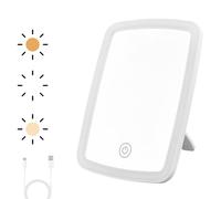 Shengxi Espejo Maquillaje con Luz, USB-Recargable 3 Colores de Luz, Brillo Ajustable, Control Táctil Espejos Tocador Portátil Espejo Luces para Doméstico, Viajes (Blanco)