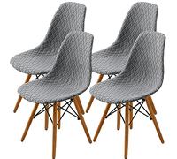 SHENGYIJING Pack de 2/4/6 Fundas Decorativas para Sillas de Comedor Nordicas Adjustables, Lavable, Elasticas para Banquetes Cocina Hogar(Gris Claro)