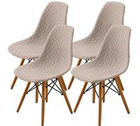SHENGYIJING Pack de 2/4/6 Fundas Decorativas para Sillas de Comedor Nordicas Adjustables, Lavable, Elasticas para Banquetes Cocina Hogar(Caqui)