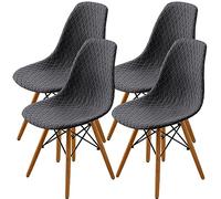 SHENGYIJING Pack de 2/4/6 Fundas Decorativas para Sillas de Comedor Nordicas Adjustables, Lavable, Elasticas para Banquetes Cocina Hogar(Gris Oscuro)