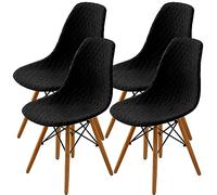 SHENGYIJING Pack de 2/4/6 Fundas Decorativas para Sillas de Comedor Nordicas Adjustables, Lavable, Elasticas para Banquetes Cocina Hogar(Negro)