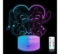 Shenjia Lámpara Stitch 3D LED, 16 Colores, Mando y Táctil, Regalo Infantil