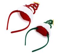 SHERCHPRY 2piezas Hebilla Giratoria Cabeza del Sombrero de Navidad Diadema Elástica para Fiestas Navideñas Adornos Pelo de Navidad