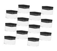 SHERCHPRY Caja Expositora Transparente para Muestras Minerales 12 Unidades Tamaño 56X42X33 MM Base Negra Estuche Apilable de Plástico para Exhibición y Almacenamiento Profesional