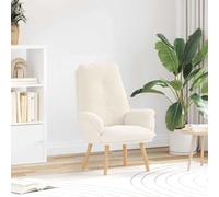 Sherpa Suave Moderno Salón Dormitorio Sillón Relax Crema 69x74x93 cm | Sillón Relax Crema Tela Sherpa 69x74x93 cm Moderno con Apoyabrazos Altos para Sala Dormitorio Oficina Lectura Madera