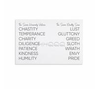 SHFTQXSLAT Gallery Wall Set of Virtues and Sins, Conversation Art Print, Religious Gift Idea for Home Decor(Unframed,08x12inch(20x30cm))