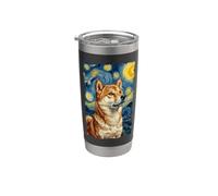 Shiba Inu Van Gogh Vaso térmico de acero inoxidable de doble pared