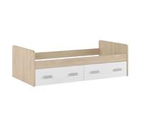 SHIITO | Modelo Chelsea - Cama Nido con 2 Cajones para almacenar, Natural y Blanco Veteado, 190.9 cm (Largo) x 98 cm (Ancho) x 58 cm (Alto)