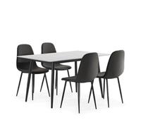 SHIITO | Modelo FIORDO - Conjunto de Comedor Mesa Cerámica + 4 Sillas Tapizadas | Elegancia y Confort para tu Comedor | Color Blanco/Gris Oscuro