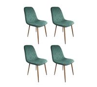 Shiito | Modelo Suiza | JC - Pack de 4 Sillas de Comedor y Salón | Modernas y Cómodas | Tapizadas en Tela Verde y Respaldo Bordado