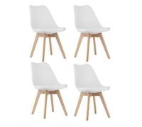 Shiito | Modelo Tulip | JC - Pack de 4 Sillas Nórdicas | Modernas y Cómodas | Tapizadas con cojín en Piel sintética de Color Blanco