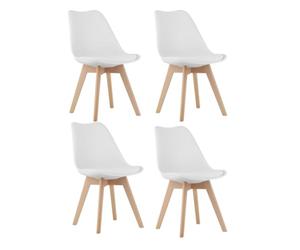 Shiito | Modelo Tulip | JC - Pack de 4 Sillas Nórdicas | Modernas y Cómodas | Tapizadas con cojín en Piel sintética de Color Blanco