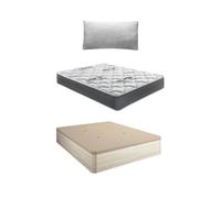 Shiito | Pack de Descanso: Colchón de Alta Densidad 105x190 cm + Canapé con Tapa Transpirable 3D en Acabado Ártico + Almohada Viscoelástica de 105 cm | Confort y organización en un Solo Conjunto
