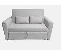 SHIITO | Sofá Cama NIVO de 2 Plazas con Sistema Clic-Clac y Cama Extraíble | Tapizado en Tela Gris | 146x88x87 cm | Incluye 2 Cojines