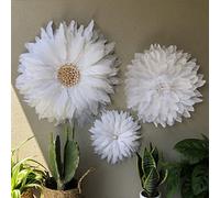 SHIKUN Hecho a Mano Pluma Flor Decoración de Plumas Colgante de Pared Decoración de Pared con caracola Blanca para Sala de Estar, Dormitorio, guardería de bebé, Regalo