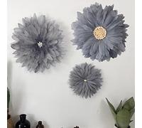 SHIKUN Hecho a Mano Pluma Flor Decoración de Plumas Colgante de Pared Decoración de Pared con caracola Blanca para Sala de Estar, Dormitorio, guardería de bebé, Regalo
