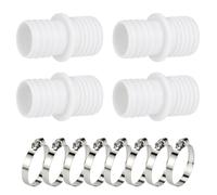 Shimilili 4 Racores Manguera Piscina 32-38 mm + 8 Abrazaderas INOX | Adaptador piscina 32-38 mm, racor doble, abrazaderas acero inox, conector unión