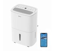 SHINCO WIFI Deshumidificador Portátil 50L/Día con Bomba Elevadora, Purificador de Aire, Filtro de Carbón Activado, Temporizador de 24 Horas, Drenaje Continuo, Función de Secadora, Blanco white
