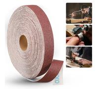 Shineboc Rollo de papel de lija de grano 60 de 2,5 x 250 cm, rollo de papel de lija continuo abrasivo de óxido de aluminio para automoción, carpintería, lijadoras de archivos de aire, bloques de