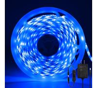 ShineBurky Tira LED 12V Azul, Luces LED Habitacion 5 Metros Luz LED Adhesiva Impermeable IP65 SMD2835 LED Strip Flexible Cocina Interior Exterior Navidad Hoteles Decoración [con Adaptadores]