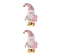 SHINEOFI 2 Piezas Figura de Muñeca Navideña Ajustable Rosa con Luces y | Poliéster y Metal, Tacto Suave, 2 Pilas Aa No Incluidas, Altura Regulable